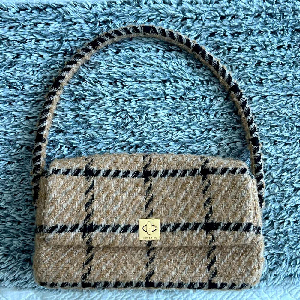 Anine Bing Nico Tweed Tan Bag